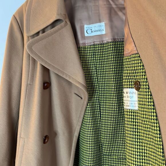 Vintage Gimbels Wool Tan Pea Coat Jacket - 46 - Picture 5 of 12